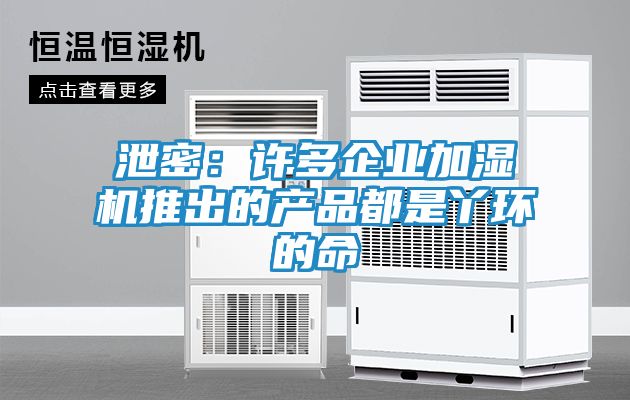泄密：许多企业加湿机推出的产品都是丫环的命